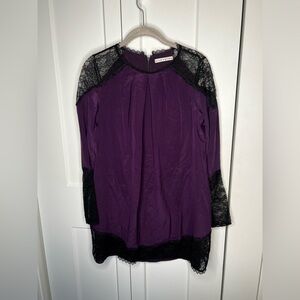 Alice + Olivia Gracie Mini 100% Silk Lace Sheath Dress Women's Size XS